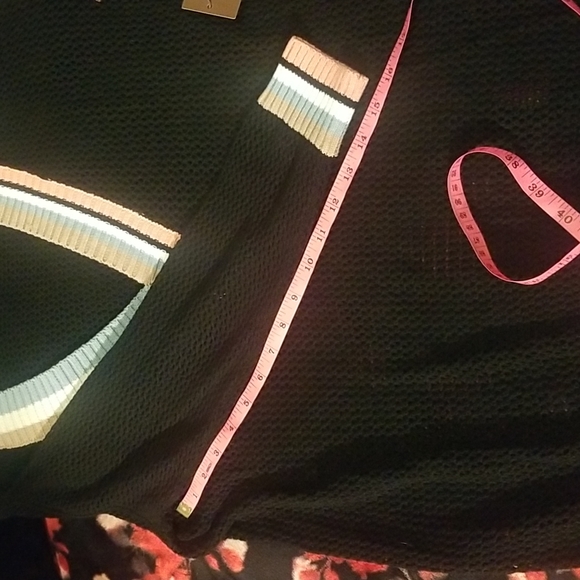 Nordstrom's KERISMA Rica Black Mesh Sheer Top. Earth Tones accent V-Neck - Picture 9 of 15